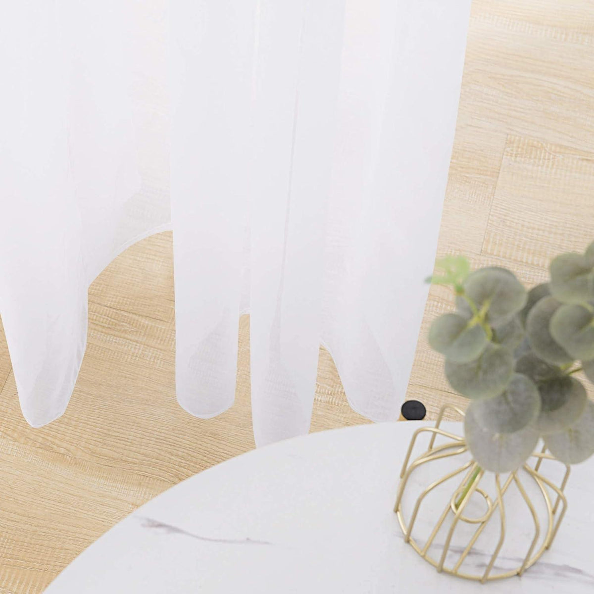 Deconovo Transparente Stores Vorhänge mit Kräuselband, Weiß, 175x140 cm, 2er Set