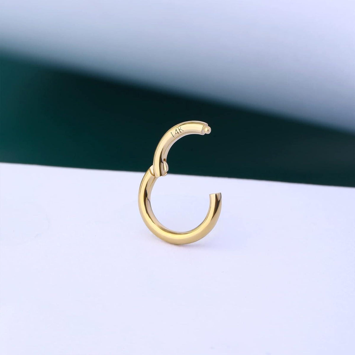 14K Gold Scharnier Clicker Ring für Lippe, Nase, Helix, Daith, Tragus, Septum