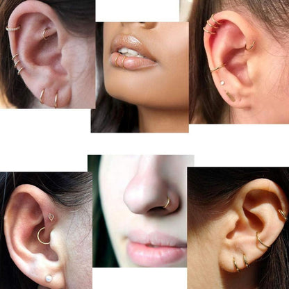 14K Gold Scharnier Clicker Ring für Lippe, Nase, Helix, Daith, Tragus, Septum