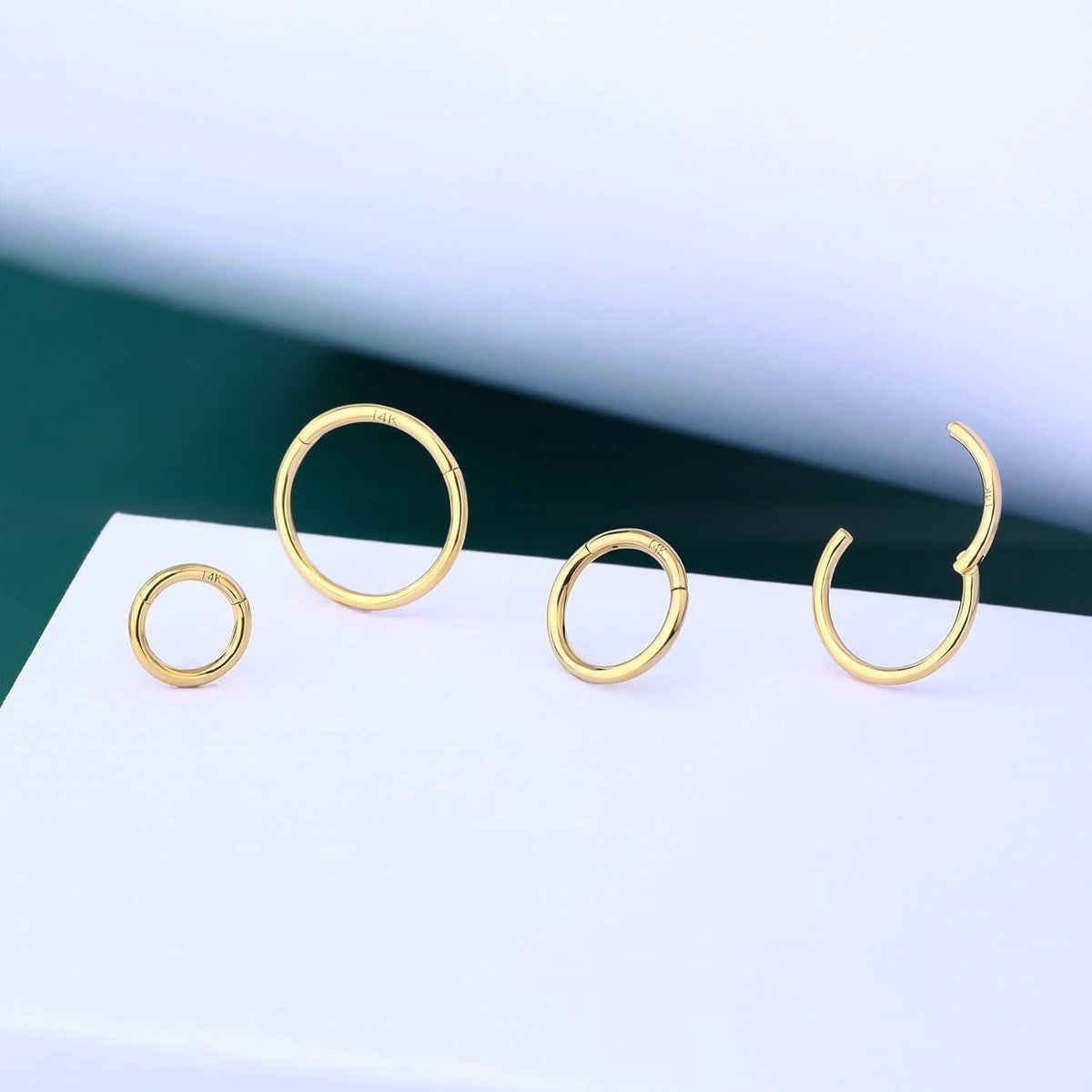 14K Gold Scharnier Clicker Ring für Lippe, Nase, Helix, Septum