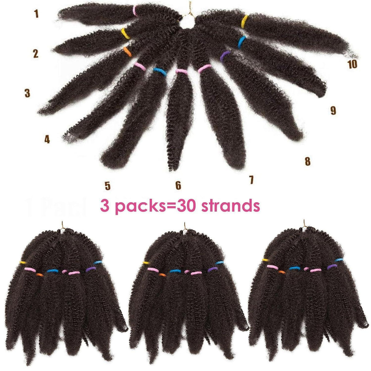 3er Pack Marley Twist Haarverlängerung – Dunkelbraun