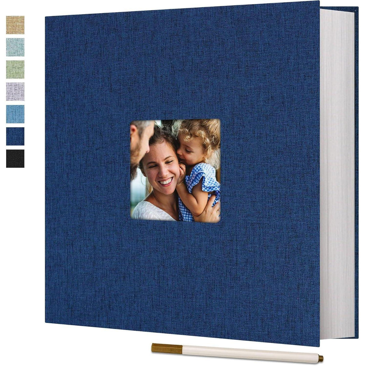 Selbstklebendes Fotoalbum Leinen 33x32cm Blau 120 Seiten für 600 Fotos