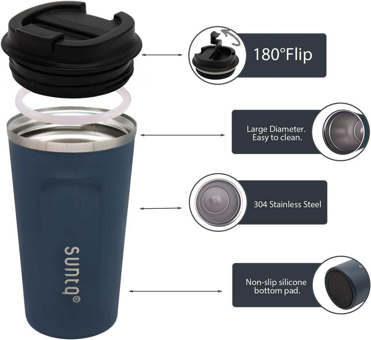 Isolierter Kaffeebecher to go Edelstahl Thermobecher 510ml