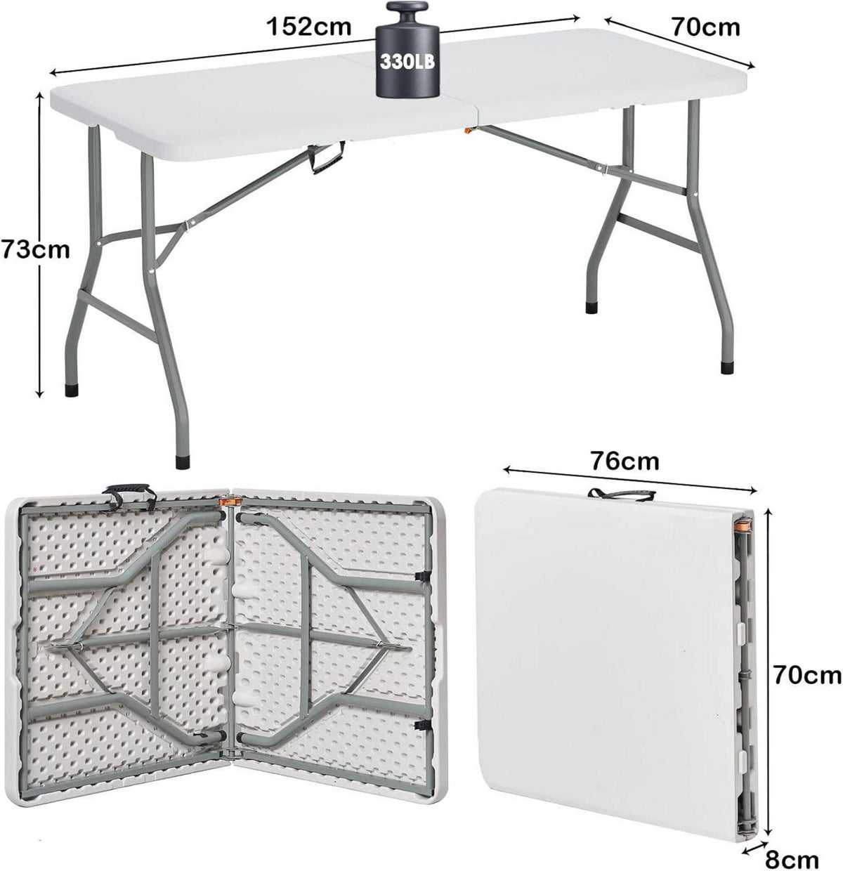 Klapptisch Campingtisch Faltbar Aluminium 152x70 cm Stabil & Leicht