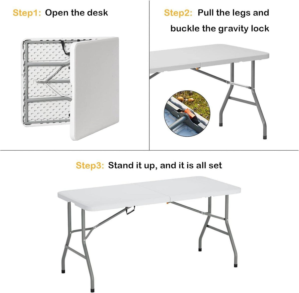 Klapptisch Campingtisch Aluminium Faltbar 152x70 cm, Tragbar & Stabil
