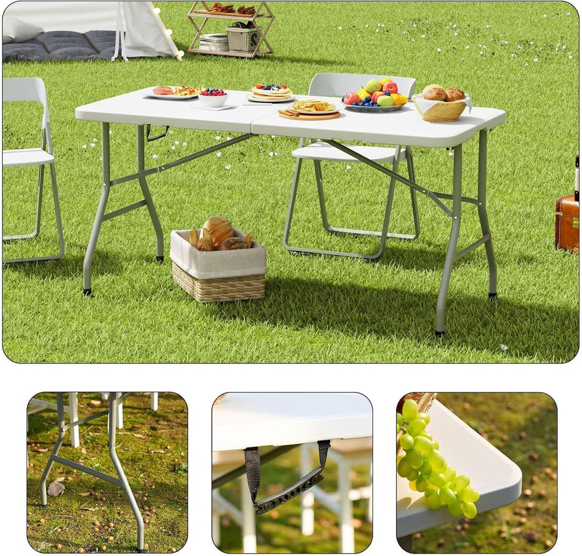 Klapptisch Campingtisch Aluminium Faltbarer Gartentisch 152 x 70 cm