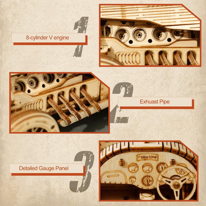 ROKR 3D Holzpuzzle Modellbau Car Holzbausatz für Jugendliche und Erwachsene