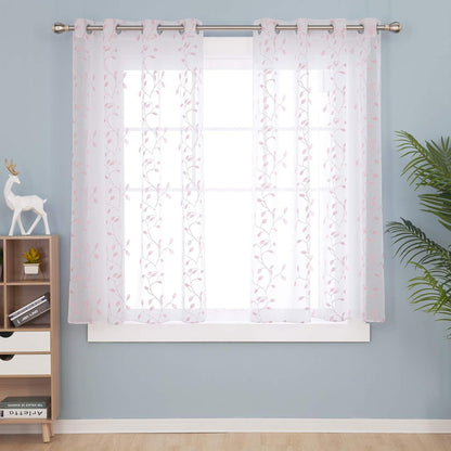Vorhänge 2er Set Kinderzimmer Mädchen Ösen Transparent Weiß 138x140 cm