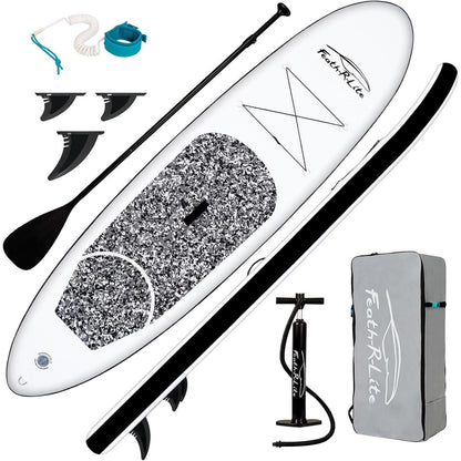 Aufblasbares SUP Board 10' Marmorstruktur Schwarz für 2 Personen
