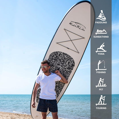 Aufblasbares SUP Board 10' Marmorstruktur Schwarz für 2 Personen