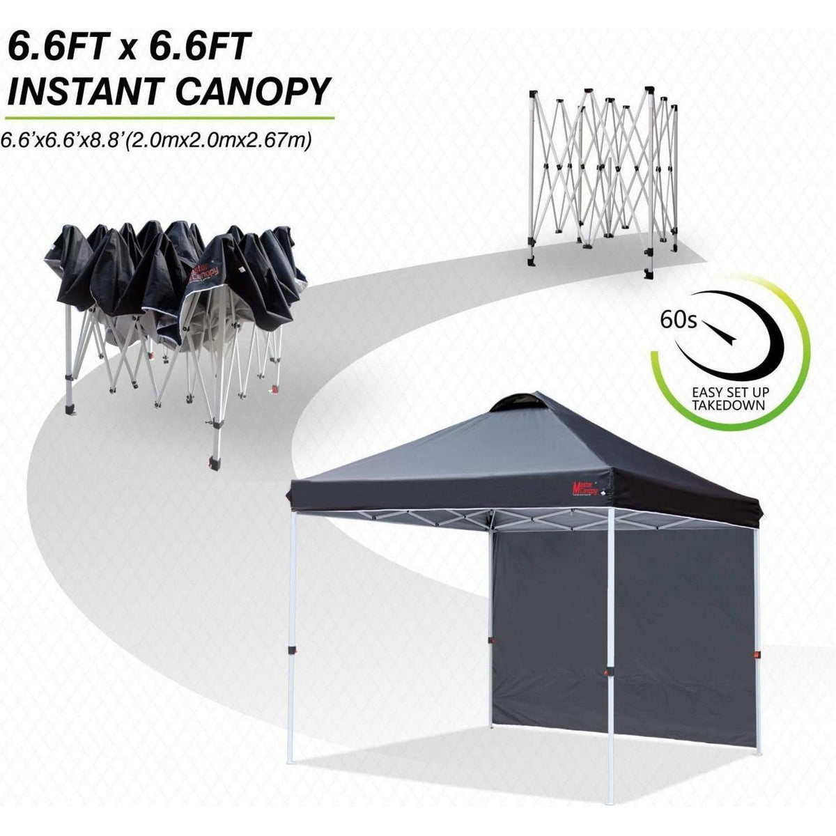 Pop-up Pavillon 2x2m mit Seitenwand, UV-Schutz, wasserabweisend