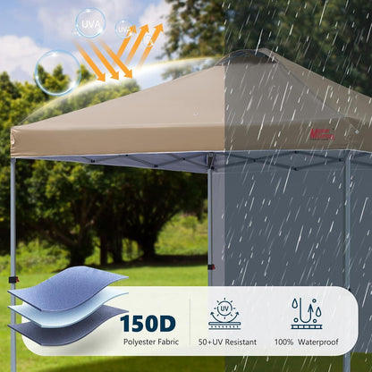 Pop-up Pavillon 2x2m Khaki mit Seitenwand & UV-Schutz