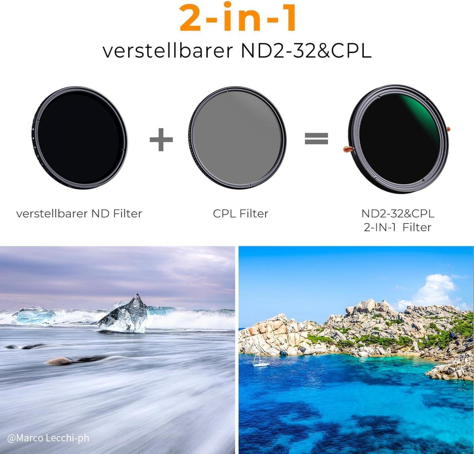 K&F Concept 82mm ND CPL Filter Multiresistente