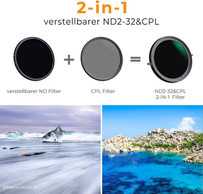 K&F Concept 82mm ND CPL Filter Multiresistente