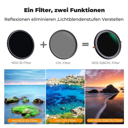 Variabler ND & Polfilter 62mm, 1-5 Blendenstufen