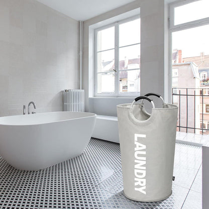 DOKEHOM 125L Großer faltbarer Wäschesack Grau XL 600D Oxfordstoff Stand Up Design