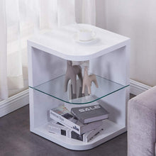 Moderne Runder Beistelltisch Holz Hochglanz Glas Ebenen