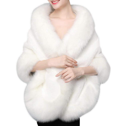 Kunstpelz Schal Weiß - Braut Hochzeit Pelz Wraps Bolero