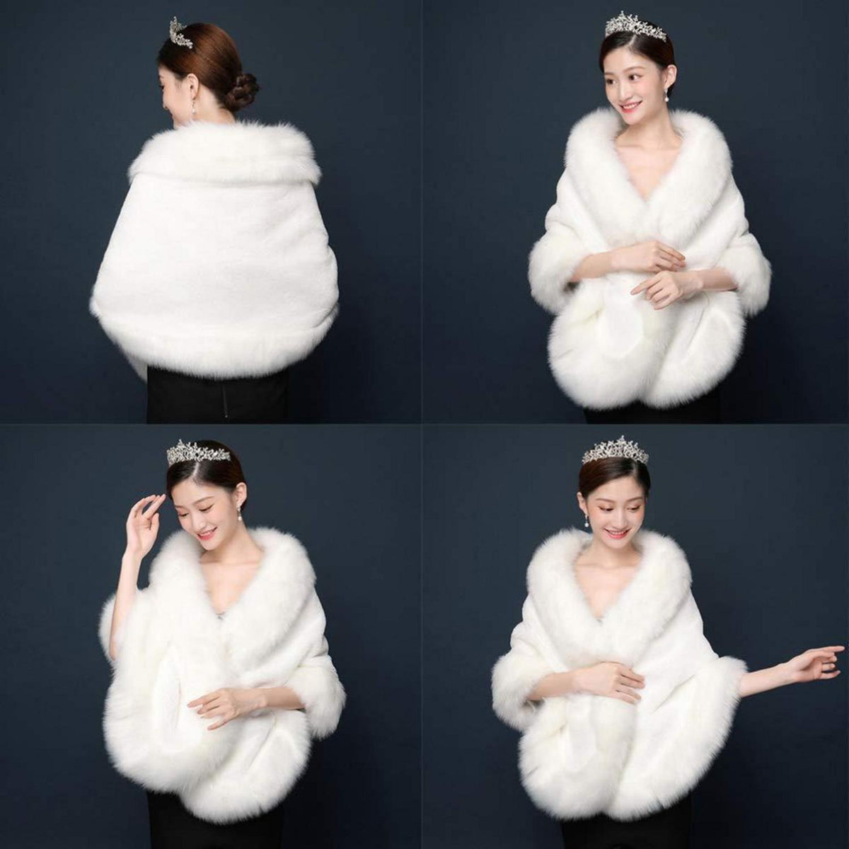 Kunstpelz Schal Weiß - Braut Hochzeit Pelz Wraps Bolero