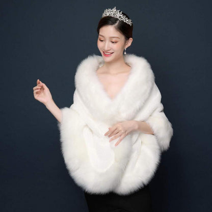 Kunstpelz Schal Weiß - Braut Hochzeit Pelz Wraps Bolero