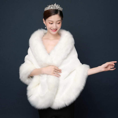 Kunstpelz Schal Weiß - Braut Hochzeit Pelz Wraps Bolero