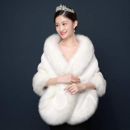 Kunstpelz Schal Weiß - Braut Hochzeit Pelz Wraps Bolero