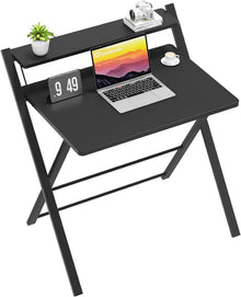 Klappbarer Schreibtisch mit Regal für kleine Räume Schwarz