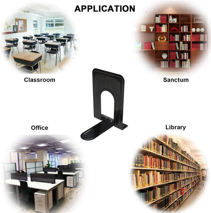 Qualsen Buchstütze Metall Schwarz 17x12x15cm Bücherstützen 4er Set