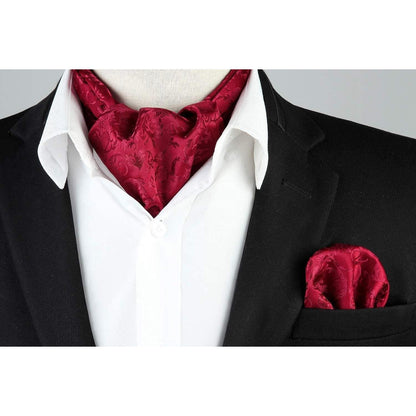 Herren Krawattenschal Set Paisley Rot mit Einstecktuch