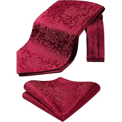 Herren Krawattenschal Set Paisley Rot mit Einstecktuch