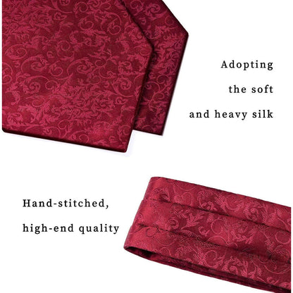 Herren Krawattenschal Set Paisley Rot mit Einstecktuch