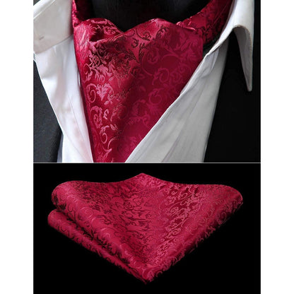 Herren Krawattenschal Set Paisley Rot mit Einstecktuch