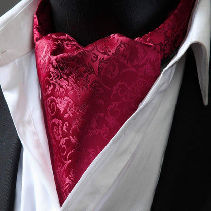 Herren Krawattenschal Set Paisley Rot mit Einstecktuch