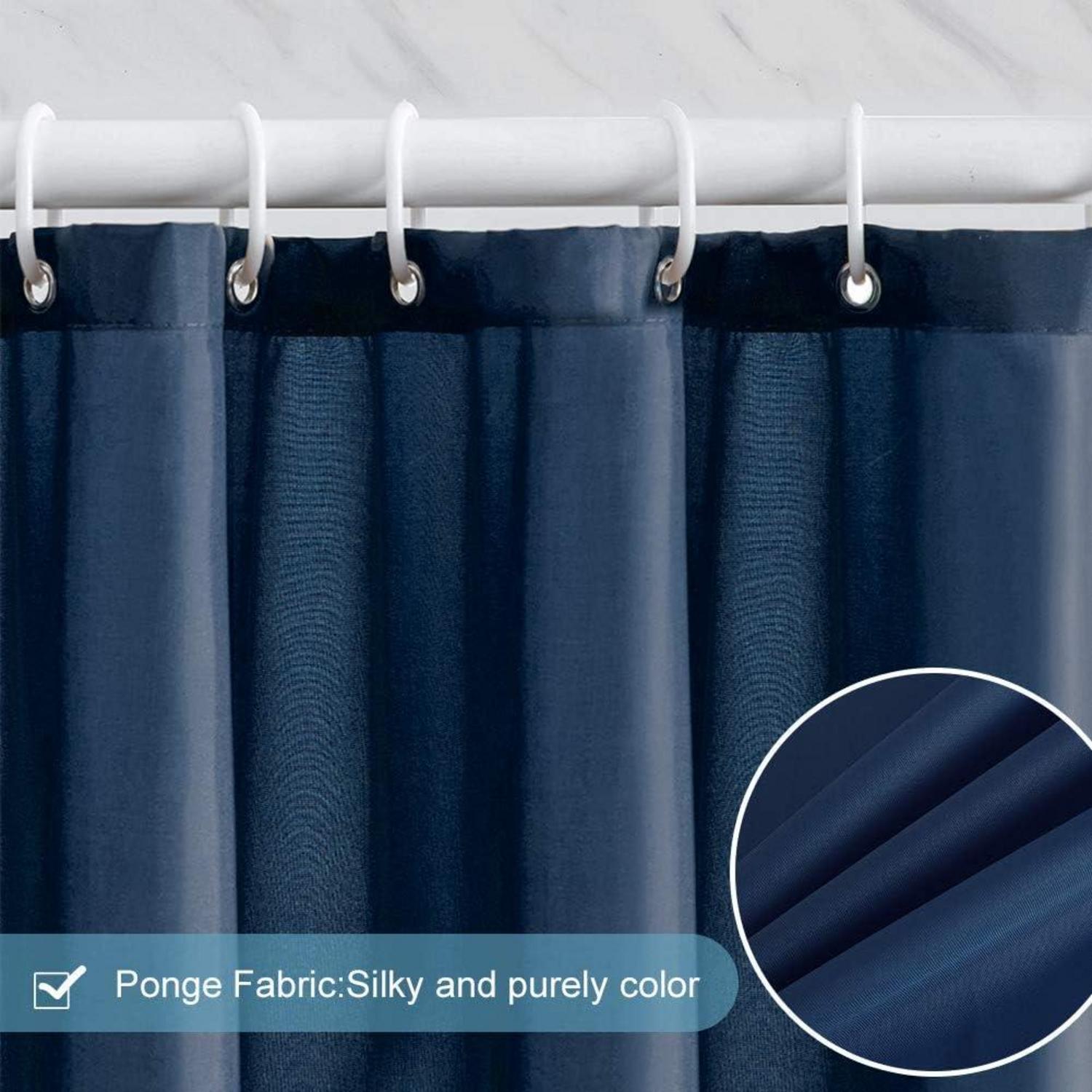 Duschvorhang Textil Anti-Schimmel 180x210 cm Blickdicht mit Haken Blau