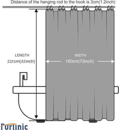 Duschvorhang Dunkelblau Wasserdicht 180x210cm Anti-schimmel Polyester