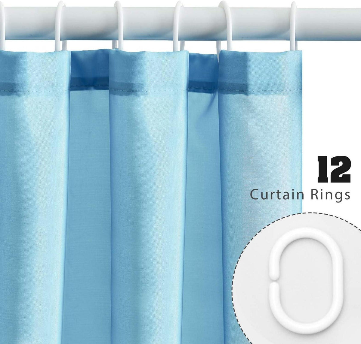 Wasserdichter Duschvorhang 180x210cm Polyester Badvorhang Hellblau