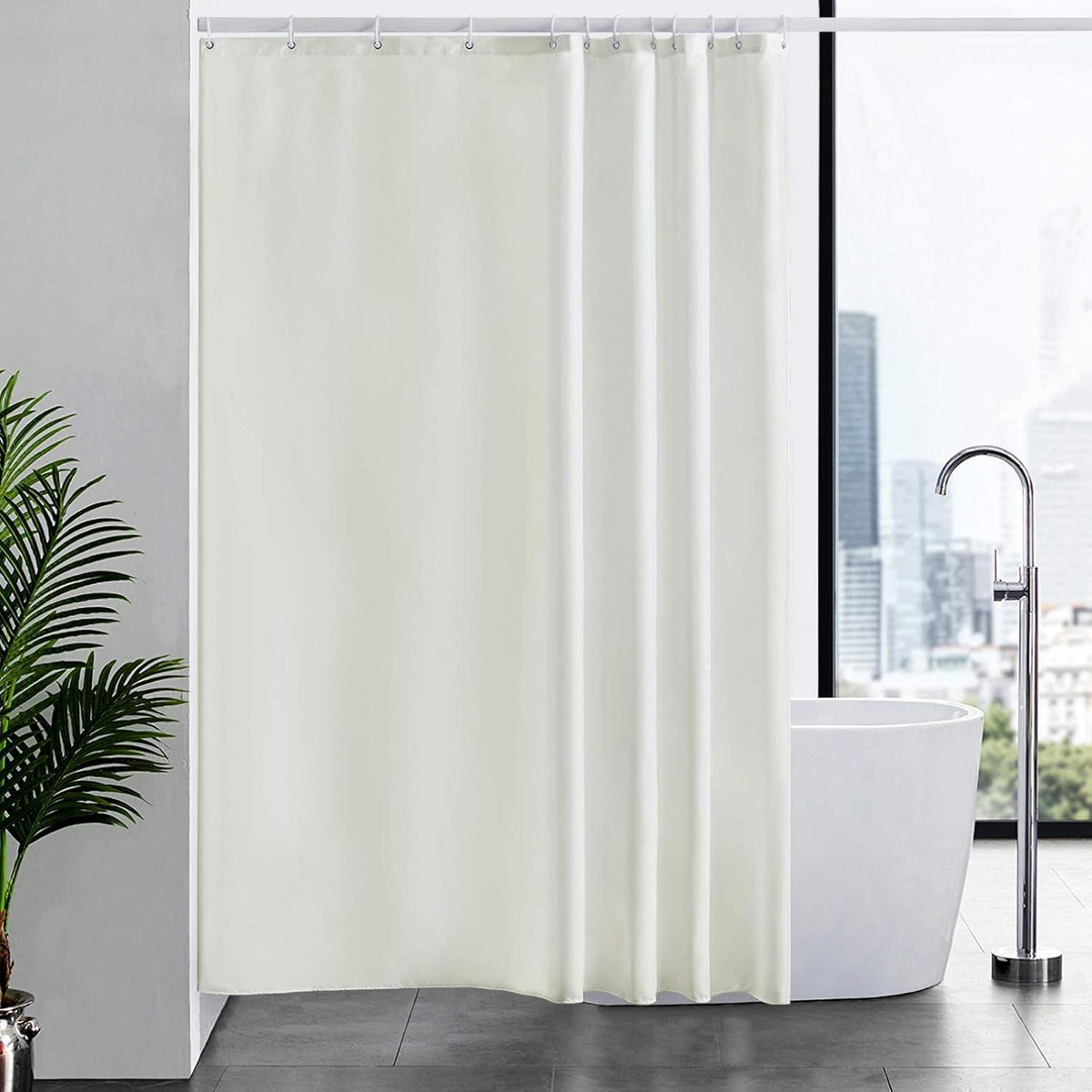 Stoff-Duschvorhang Überlänge Beige 180x210 cm, Anti-Schimmel