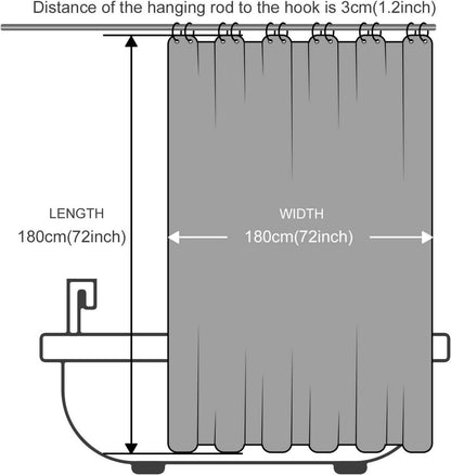 Duschvorhang 180x180 wasserabweisend schimmelresistent Polyester