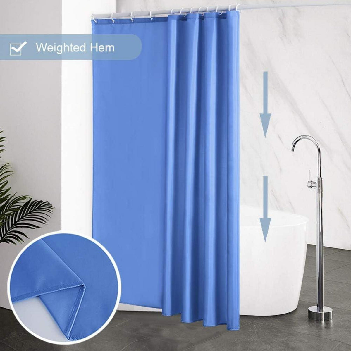 Duschvorhang Überlänge Blau Polyester Anti-schimmel 180x210cm