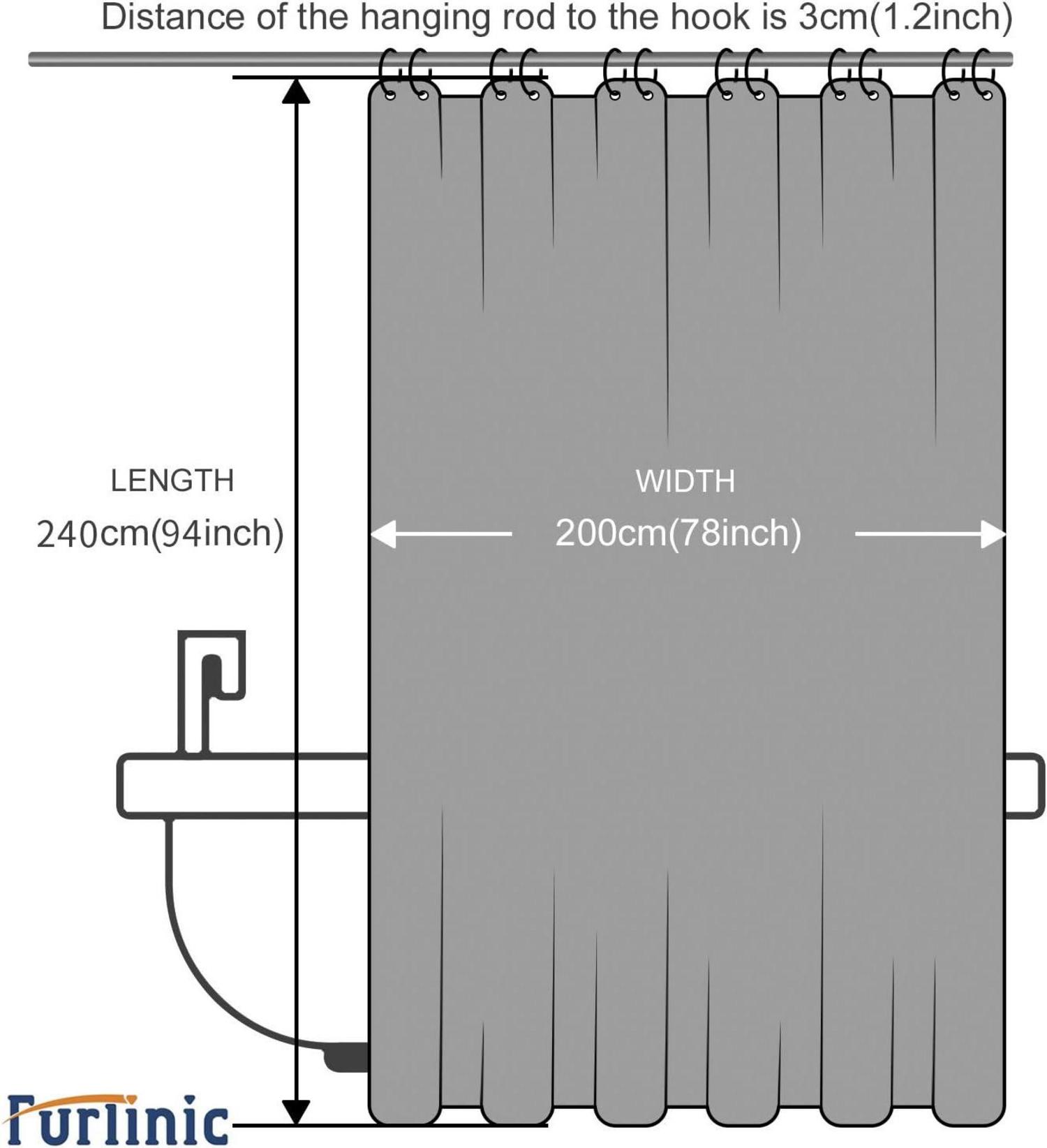 Badvorhang Duschvorhang Überlänge Anti-Schimmel | Größe 200x240cm