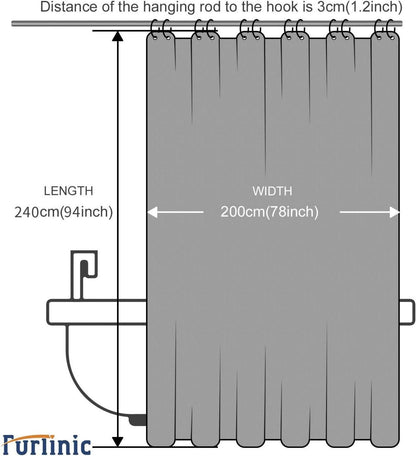 Badvorhang Duschvorhang Überlänge Anti-Schimmel | Größe 200x240cm