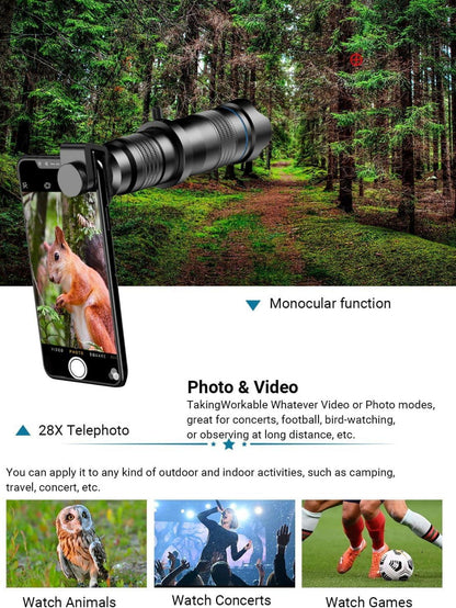 Apexel 28-fach HD-Teleobjektiv Set für Smartphone
