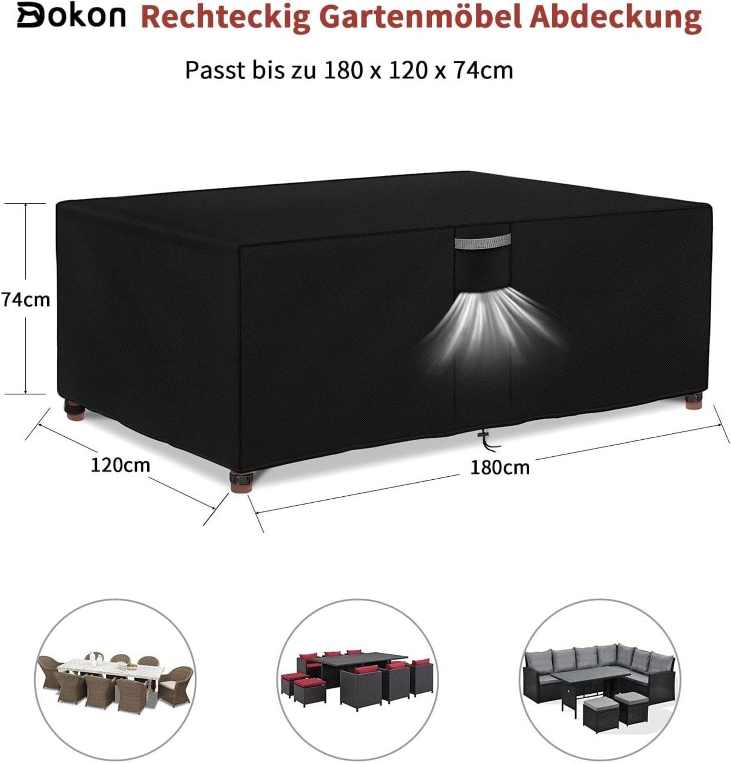 Dokon Gartenmöbel Abdeckung 180x120x74cm Oxford Gewebe
