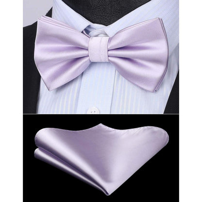 Herren Fliege mit Einstecktuch Set – Flieder