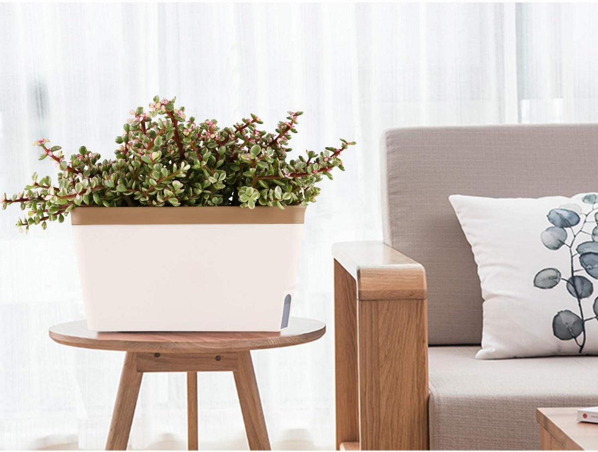 3er-Set Selbstwässernder Blumenkasten Kräutertopf Braun 27cm