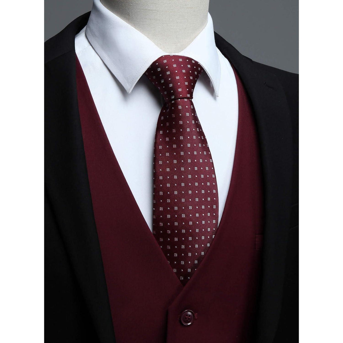 Herren Weste Baumwolle Einfarbig Burgund XL