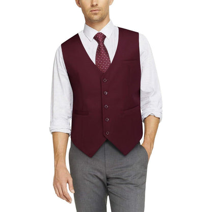 Herren Weste Baumwolle Einfarbig Burgund XL