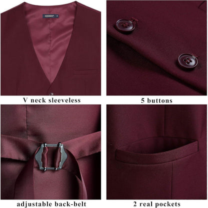 Herren Weste Baumwolle Einfarbig Burgund XL