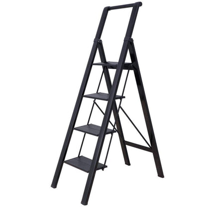 Klappbare Trittleiter aus Aluminium mit Handlauf, 4 Stufen