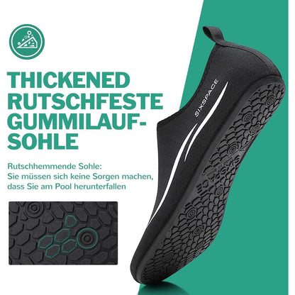 Badeschuhe Wasserschuhe Schnell Trocknend Rutschfest für Damen Herren Schwarz